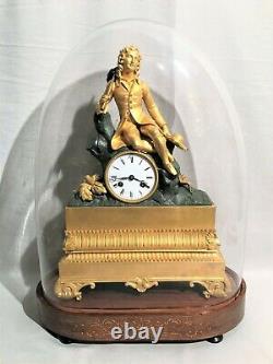 Charles X Bronze Clock With Two Patinas At The Beginning Of The 19th Century