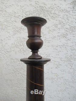 Charles X, Column And Vase Medicis, Wood Inlaid Time XIX Th Height 1m42