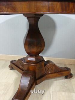 Charles X Gueridon Restoration in Mahogany and Marble, 19th Century