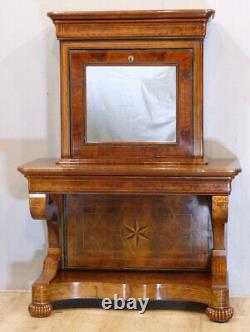 Charles X, Mahogany and Brass Inlaid Console Secretary, 19th Century