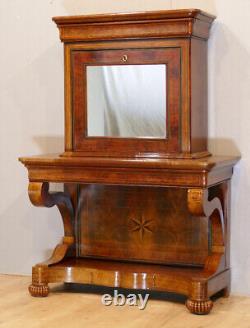 Charles X, Mahogany and Brass Inlaid Console Secretary, 19th Century