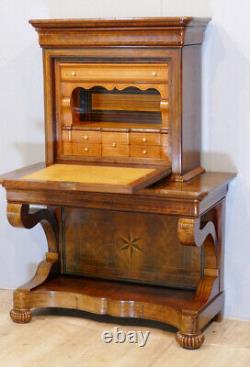 Charles X, Mahogany and Brass Inlaid Console Secretary, 19th Century