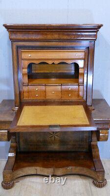 Charles X, Mahogany and Brass Inlaid Console Secretary, 19th Century