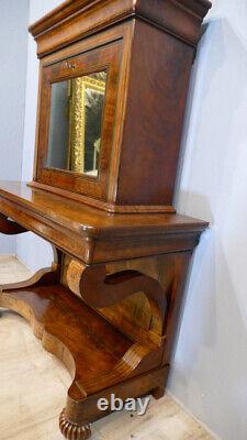 Charles X, Mahogany and Brass Inlaid Console Secretary, 19th Century