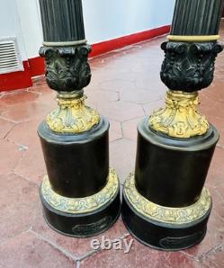 Charles X Period Carcel-Type Moderator Lamps, Sheet Metal and Mercury-Gilded Bronze