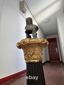 Charles X Period Carcel-Type Moderator Lamps, Sheet Metal and Mercury-Gilded Bronze