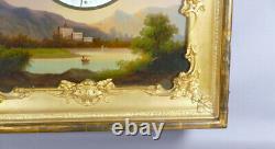 Charles X Period Clock Painting, Landscape and Thread Clock, 19th Century