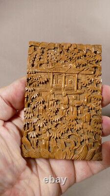 China, Canton. Sandalwood Business Card Case, Late 19th Century