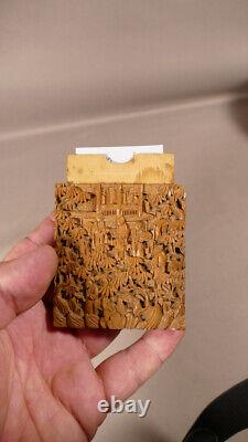 China, Canton. Sandalwood Business Card Case, Late 19th Century