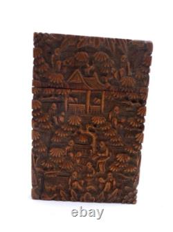 +China, Canton. Sandalwood Business Card Holder, Late 19th Century+