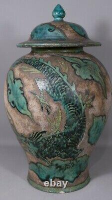 Chinese Potiche At The Green Dragon In Ceramic, Late 19th Century
