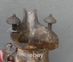 Chinese Tripod JUE Vase Ancient Bronze 19th Century Missing One Foot 19cm Height