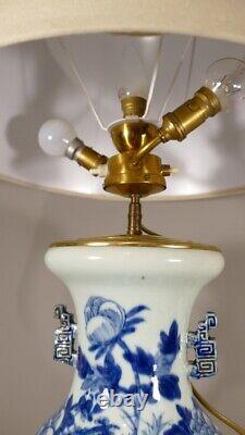 Chinese Vase Celadon And Blue In Phoenix And Peony Mounted In Lamp, Era Xixeem