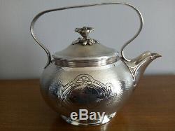 Christofle Silver Teapot Metal Guilloche Era XIX