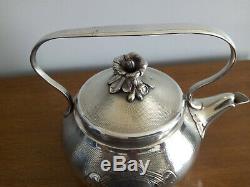 Christofle Silver Teapot Metal Guilloche Era XIX