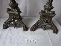 Church Candle Holders in Bronze. 120 early 20th century.