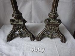 Church Candle Holders in Bronze. 120 early 20th century.