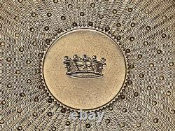 Circular Box In Silver Massive Crown Of Baron - Guillochée Period 19th