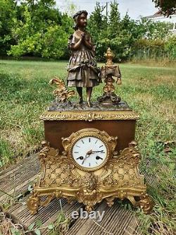 Clock In Bronze Golden Era Restoration, 19th Century