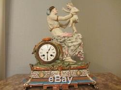 Clock-in-porcelain-enamelled-polychrome- Xixth Century Signed Whipped