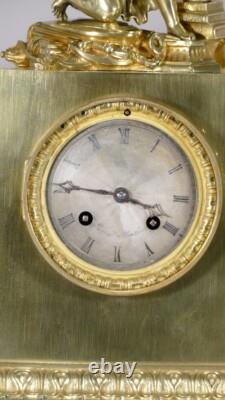 Clock with Angel and the Arts, Gilded Bronze, Restoration Period, 19th Century