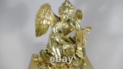 Clock with Angel and the Arts, Gilded Bronze, Restoration Period, 19th Century