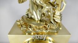 Clock with Angel and the Arts, Gilded Bronze, Restoration Period, 19th Century