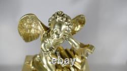 Clock with Angel and the Arts, Gilded Bronze, Restoration Period, 19th Century