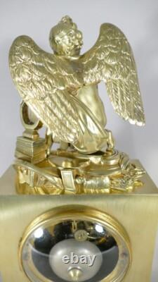 Clock with Angel and the Arts, Gilded Bronze, Restoration Period, 19th Century