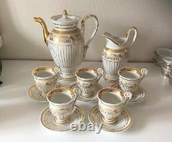 Coffee Tea Service Porcelain Paris Empire Era XIX 19th Century Jug Cup