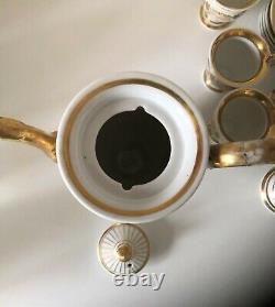 Coffee Tea Service Porcelain Paris Empire Era XIX 19th Century Jug Cup