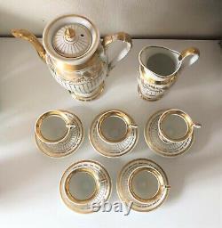 Coffee Tea Service Porcelain from Paris Empire Era 19th Century Pitcher Cup