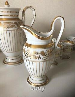 Coffee Tea Service Porcelain from Paris Empire Era 19th Century Pitcher Cup