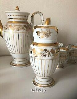 Coffee Tea Service Porcelain from Paris Empire Era 19th Century Pitcher Cup