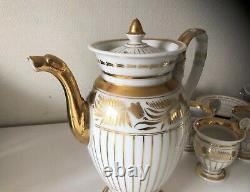 Coffee Tea Service Porcelain from Paris Empire Era 19th Century Pitcher Cup