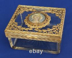 Coffret A Bijoux Crystal Bronze Doré And Miniature Epoque Empire Xixth Century