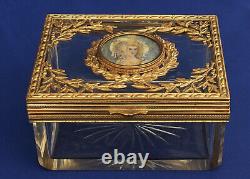 Coffret A Bijoux Crystal Bronze Doré And Miniature Epoque Empire Xixth Century