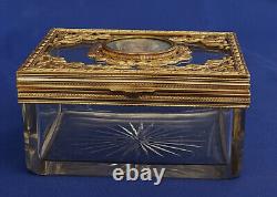 Coffret A Bijoux Crystal Bronze Doré And Miniature Epoque Empire Xixth Century