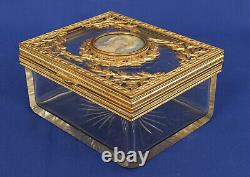 Coffret A Bijoux Crystal Bronze Doré And Miniature Epoque Empire Xixth Century