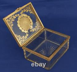 Coffret A Bijoux Crystal Bronze Doré And Miniature Epoque Empire Xixth Century