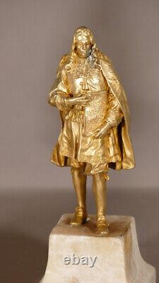 Colbert And Fouquet, Pair Of Statuettes In Bronze Doré Era Xixth