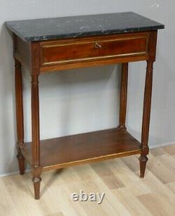 Console Louis XVI In Mahogany And Marble, Late 19th Century