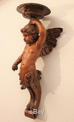 Console Wall Carved Wood Representing An Angel Time Nineteenth Century
