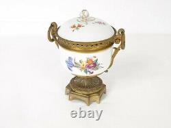 Covered Pot Meissen Floral Pattern Bronze Frame 19th Century