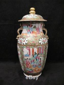 Covered Vase Porcelain Canton China Era Nineteenth Century