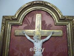 Crucifix Christ Sculpted On Framework Xixth