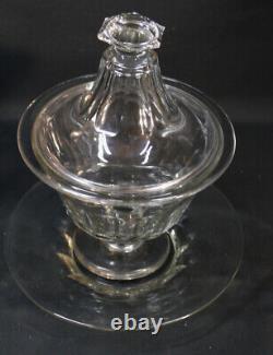 Crystal Cut Flat Ribbed Sugar Bowl and Lid, Baccarat 19th Century