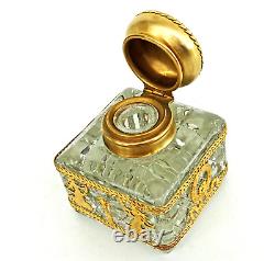 Crystal and Gilt Bronze Inkwell Second Empire Napoleon III Period 19th Century