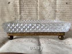 Crystal-cut empty pocket ring holder and gilded bronze, Empire period, 19th century