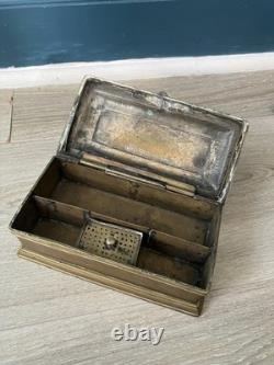 Curious Pocket Inkwell Box in Bronze and Brass, 18th–19th Century, Holland, High Period